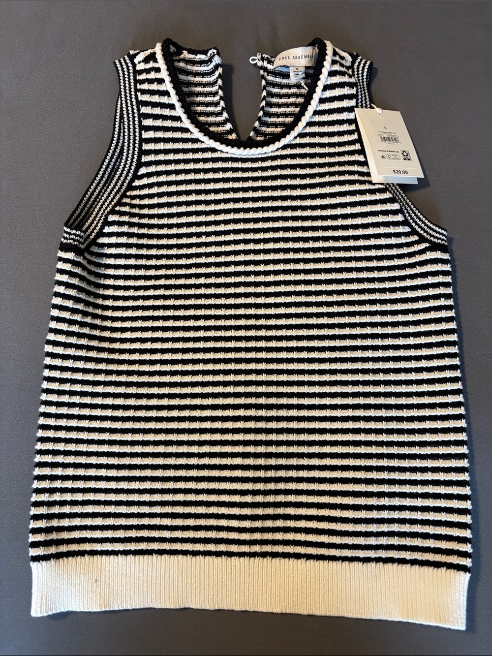 Free Assembly Striped Sweater Tank Top - Black & White-NWT- Small